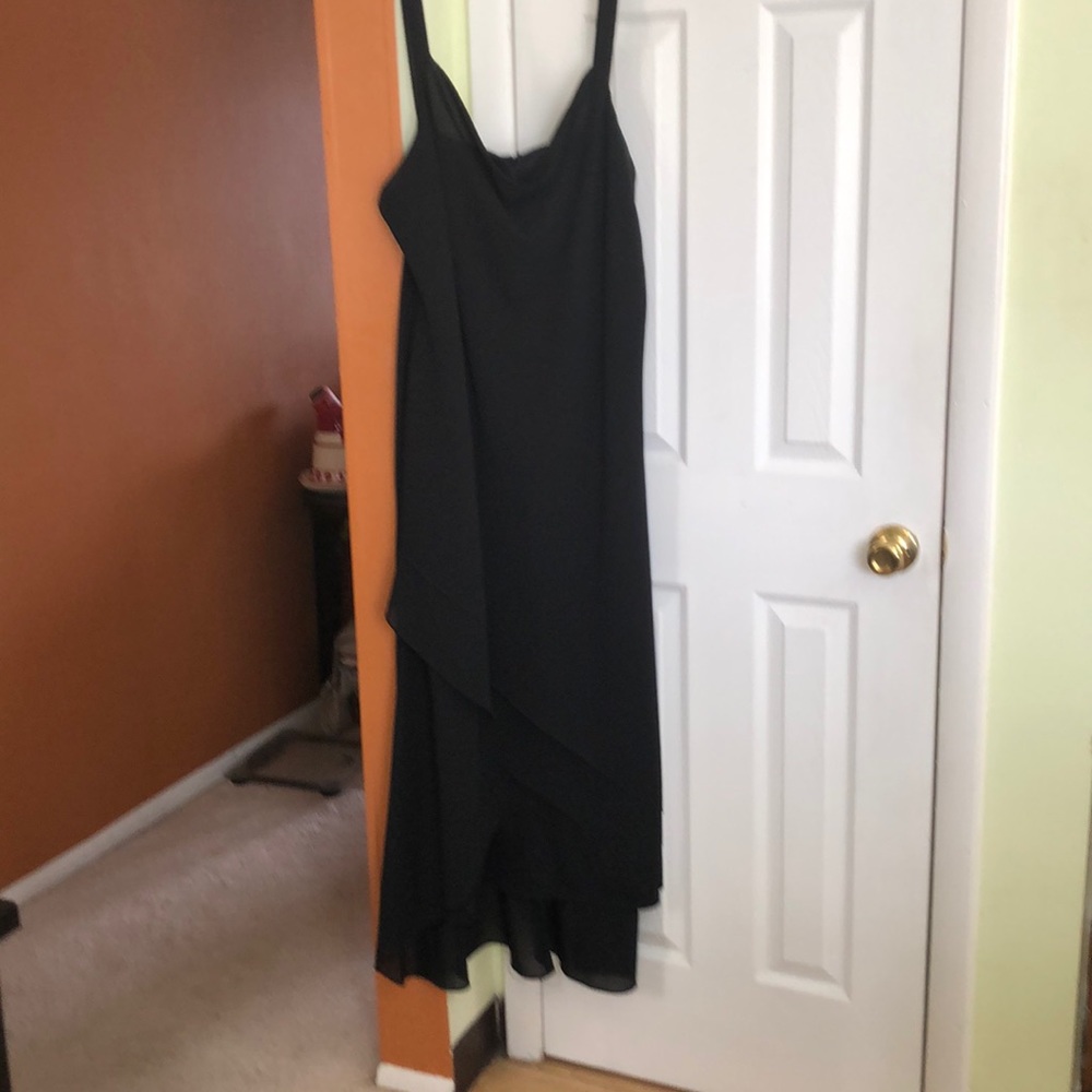 Long black dress.